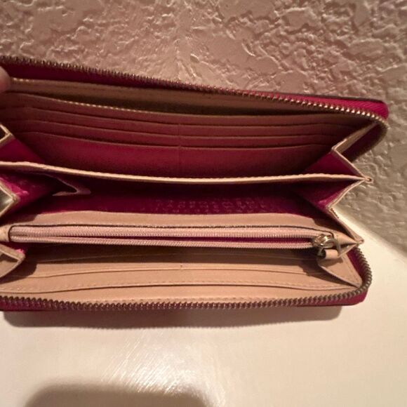 Kate Spade Zip Around Long Wristlet Wallet Red Leather Classic Everyday Casual - Picture 5 of 11